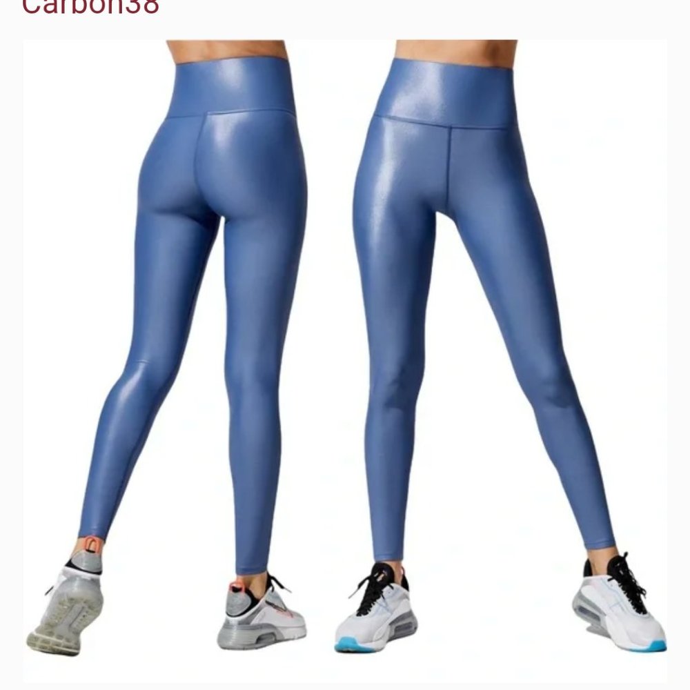 CARBON38 High Rise Iris Blue Takara Shine 7/8 Leggings